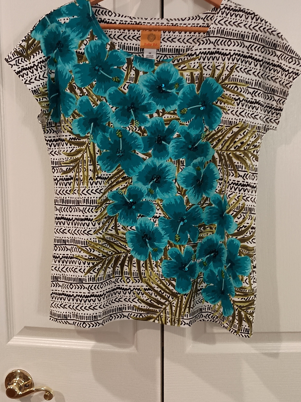 Ruby Rd. Teal and Black Patterned Top - Picture 7 of 11